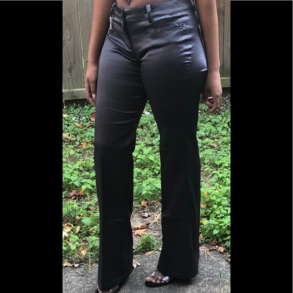 NWT 💥MODIVA💥GREY SHINY SATIN LOW RISE PANTS - Picture 5 of 5